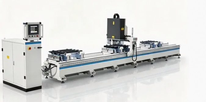 Perforadora de muro cortina de aluminio CNC de 4 cabezales de alta precisión